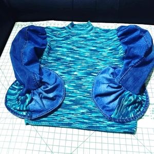 Custom Denim Sleeve Sweater